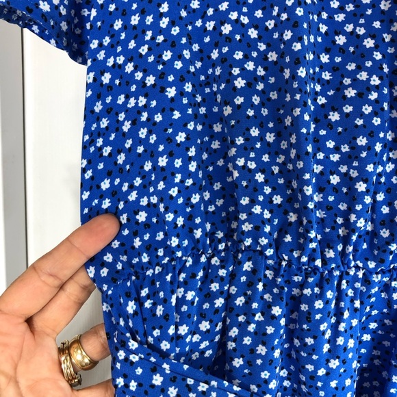 PRETTYGARDEN Floral Boho Short Sleeve V Neck Ruffle A-Line Wrap Maxi Dress M - Picture 4 of 15